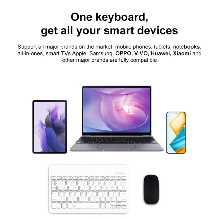 YS-001 9.7-10.1 Inch Tablets Phones Universal Mini Wireless Bluetooth Keyboard, Style:with Bluetooth Mouse(White) - Universal Keyboard by PMC Jewellery | Online Shopping South Africa | PMC Jewellery