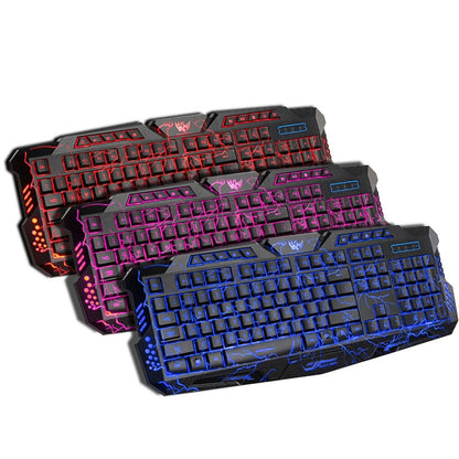 HXSJ J60 Crack Three-color Backlit Keyboard And Colorful Backlit Mouse Set(English Keyboard + Cracked Mouse) - Wired Keyboard by HXSJ | Online Shopping South Africa | PMC Jewellery | Buy Now Pay Later Mobicred