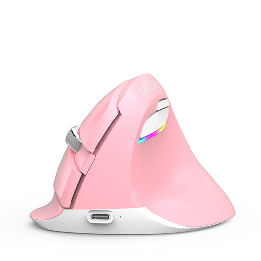 DELUX M618Mini Colorful Wireless Luminous Vertical Mouse Bluetooth Rechargeable Vertical Mouse(Cherry pink) - Wireless Mice by DELUX | Online Shopping South Africa | PMC Jewellery | Buy Now Pay Later Mobicred