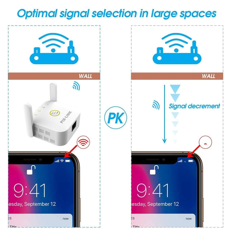 PIX-LINK WR22 300Mbps Wifi Wireless Signal Amplification Enhancement Extender, Plug Type:UK Plug(Black) - Wireless Routers by PIX-LINK | Online Shopping South Africa | PMC Jewellery | Buy Now Pay Later Mobicred