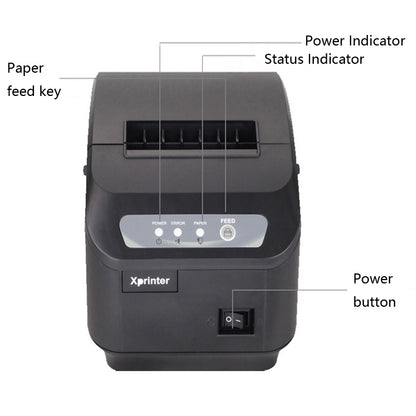 Xprinter XP-Q200II Thermal Small Receipt Printer Catering And Kitchen Receipt Printer 80mm Cutter, Interface Type:USB COM Interface(EU Plug) - Printer by Xprinter | Online Shopping South Africa | PMC Jewellery | Buy Now Pay Later Mobicred