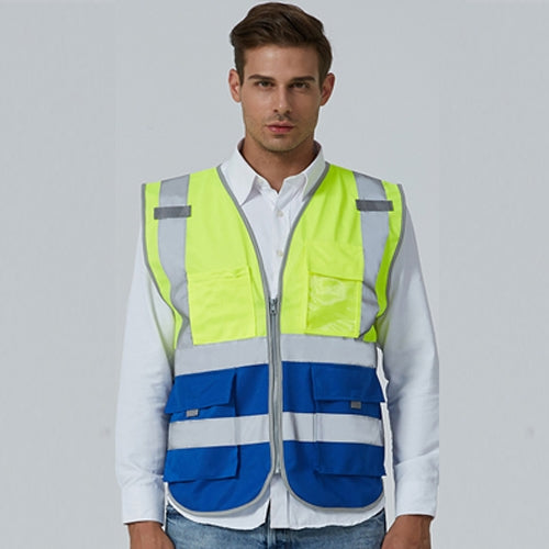 Multi-pockets Safety Vest Reflective Workwear Clothing, Size:XXL-Chest 130cm(Yellow Blue) - Reflective Safety Clothing by PMC Jewellery | Online Shopping South Africa | PMC Jewellery | Buy Now Pay Later Mobicred