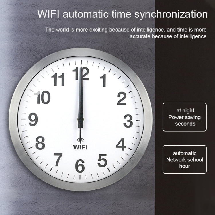 Smart Network Automatic Time Synchronization Wifi Wall Clock Modern Minimalist Silent Living Room Clock, Size:16 inch(White) - free shipping - PMc TechLife - Order now!