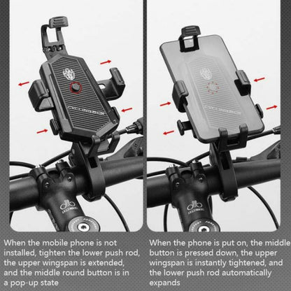 Bicycle Mobile Phone Holder Can Rotate And Adjust Fixed Aluminum Alloy Bracket Automatic Grab Bracket, Style:Handlebar Installation(Black) - Holders by PMC Jewellery | Online Shopping South Africa | PMC Jewellery | Buy Now Pay Later Mobicred