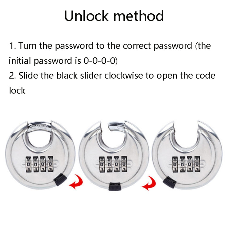 Stainless Steel Password Padlock 304 Waterproof And Rust-Proof Outdoor Courtyard Door Cabinet Lock Round Cake Lock(Silver) - Padlocks by PMC Jewellery | Online Shopping South Africa | PMC Jewellery