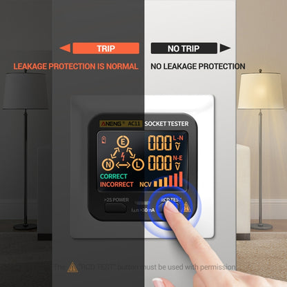 ANENG AC11 Multifunctional Digital Display Socket Tester Electrical Ground Wire Tester(EU Plug) - Current & Voltage Tester by ANENG | Online Shopping South Africa | PMC Jewellery | Buy Now Pay Later Mobicred