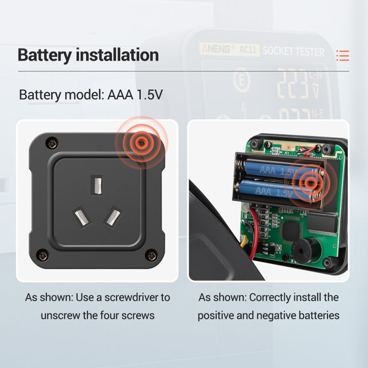 ANENG AC11 Multifunctional Digital Display Socket Tester Electrical Ground Wire Tester(US Plug) - Current & Voltage Tester by ANENG | Online Shopping South Africa | PMC Jewellery | Buy Now Pay Later Mobicred