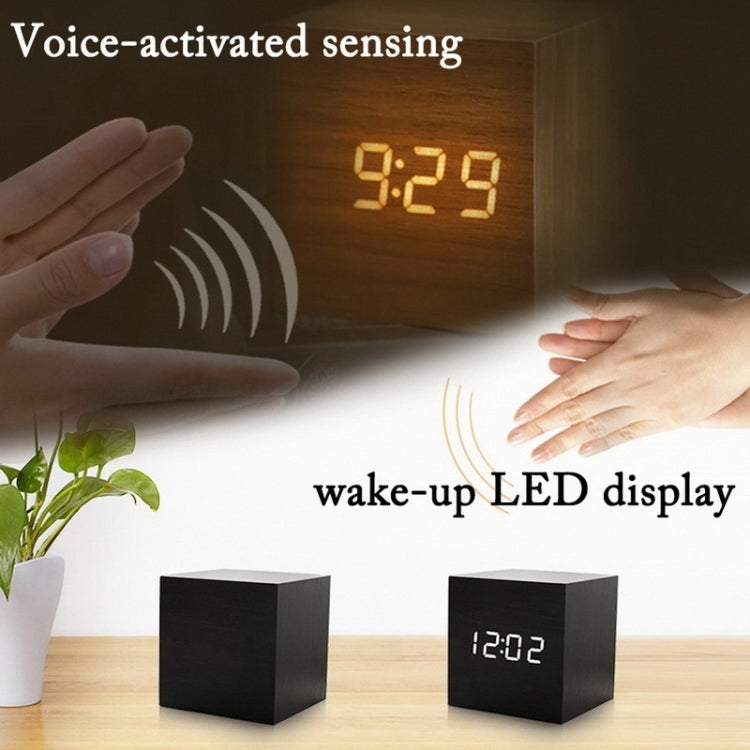 Multicolor Sounds Control Wooden Clock Modern Digital LED Desk Alarm Clock Thermometer Timer White Blue - Alarm Clocks by PMc TechLife | Online Shopping South Africa | PMc TechLife | Buy Now Pay Later Mobicred