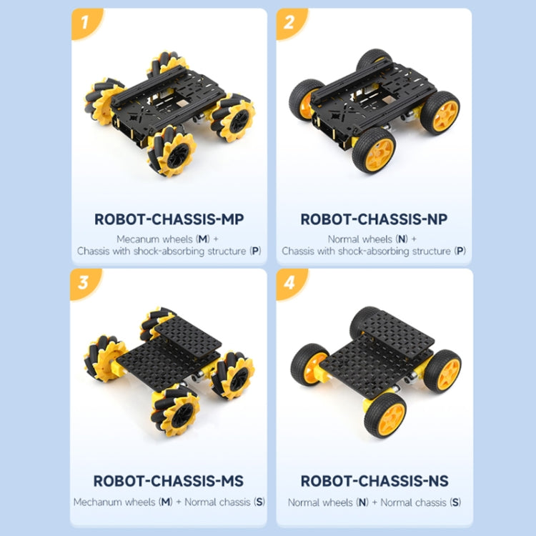 Waveshare Smart Mobile Robot Chassis Kit, Chassis:Normal(Mecanum Wheels) - Robotics Accessories by Waveshare | Online Shopping South Africa | PMC Jewellery | Buy Now Pay Later Mobicred