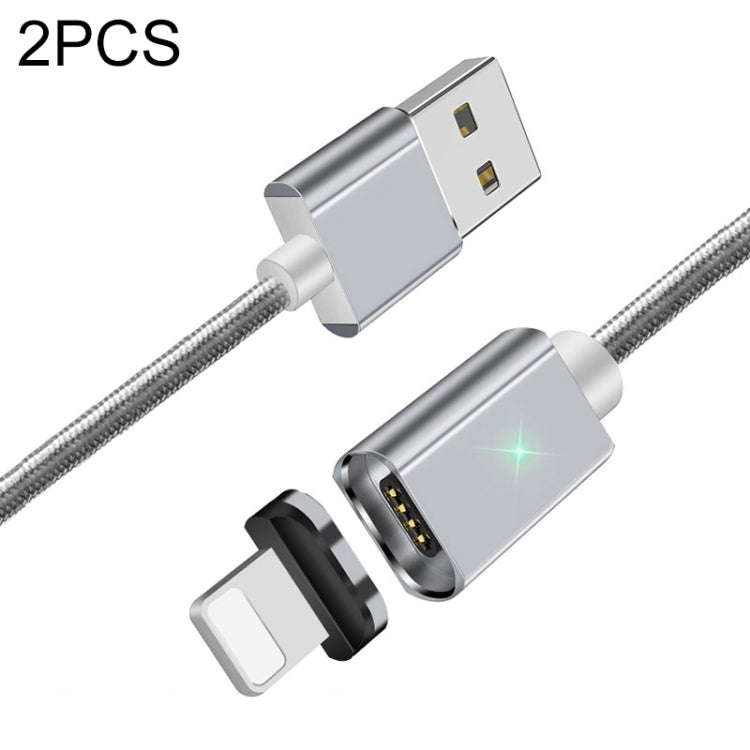 2 PCS ESSAGER Smartphone Fast Charging and Data Transmission Magnetic Cable with 8 Pin Magnetic Head, Cable Length: 1m(Silver) - Charging Cable & Head by PMC Jewellery | Online Shopping South Africa | PMC Jewellery | Buy Now Pay Later Mobicred