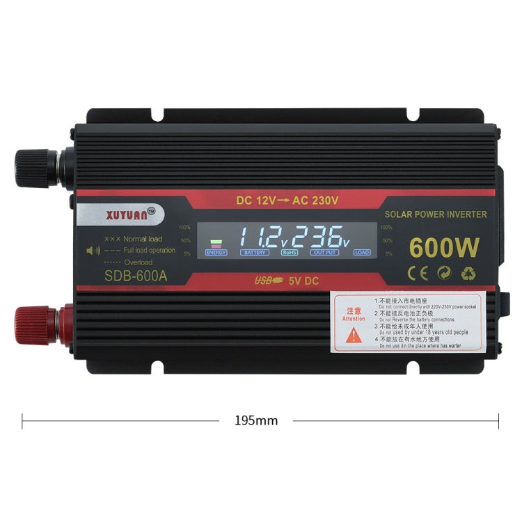 XUYUAN 600W Car Inverter LCD Display Converter, Specification: 24V to 220V -  by XUYUAN | Online Shopping South Africa | PMC Jewellery | Buy Now Pay Later Mobicred