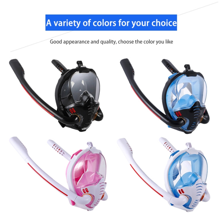 Snorkeling Mask Double Tube Silicone Full Dry Diving Mask Adult Swimming Mask Diving Goggles, Size: L/XL(White/Blue) - Diving Mask by PMC Jewellery | Online Shopping South Africa | PMC Jewellery | Buy Now Pay Later Mobicred