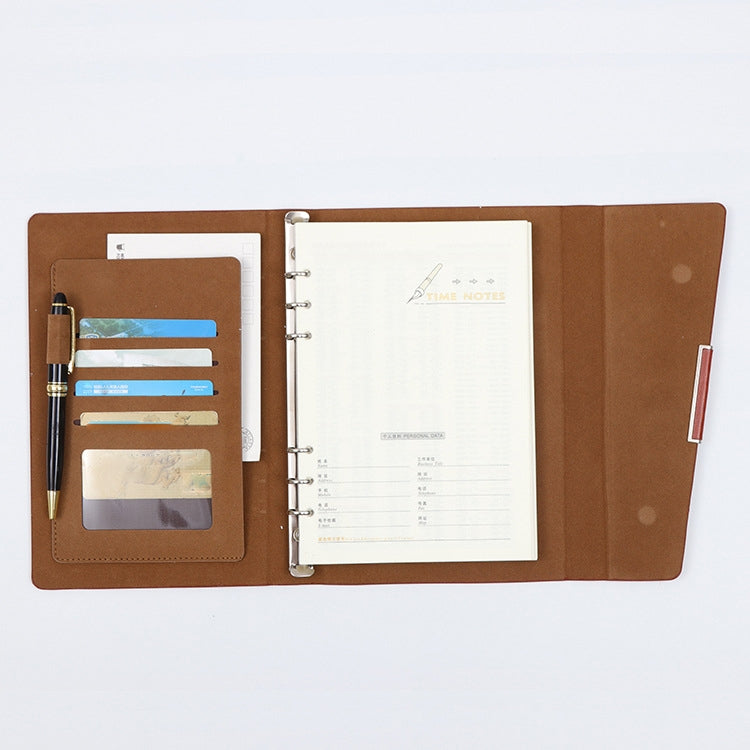 Business Notebook Imitation Leather PU Tri-Fold Loose-Leaf Notepad, Specification: A5(Black) - Notebooks by PMc TechLife | Online Shopping South Africa | PMc TechLife | Buy Now Pay Later Mobicred
