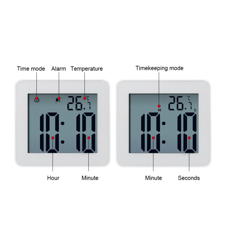 Waterproof Wall Clock LCD Bathroom Clock Kitchen Electronic Alarm Clock - Wall Clock by PMc TechLife | Online Shopping South Africa | PMc TechLife | Buy Now Pay Later Mobicred
