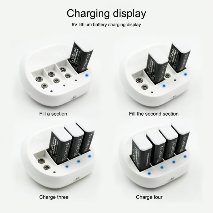 Four-Slot 9V Lithium Battery Charger For Multimeter Microphone Remote Control Battery Charger, US Plug - Charger & Converter by PMC TechLife | Online Shopping South Africa | PMC TechLife | Buy Now Pay Later Mobicred