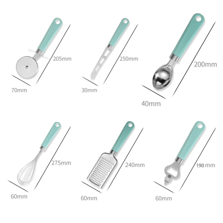 9 in 1 Plastic Handle Stainless Steel Kitchen Utensils Household Gadget Set(Cyan) - Gadgets by PMC Jewellery | Online Shopping South Africa | PMC Jewellery | Buy Now Pay Later Mobicred