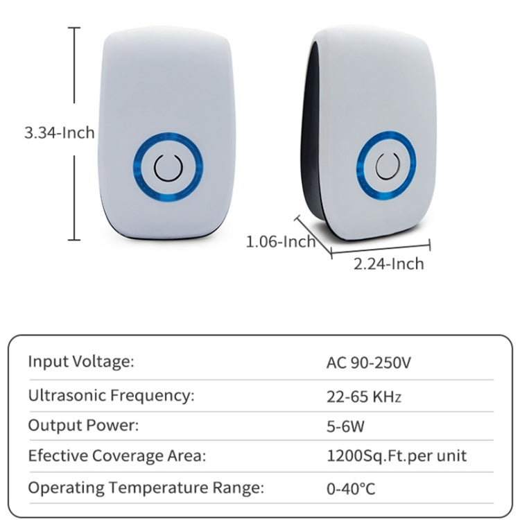 H12 2 PCS Ultrasonic Electronic Mouse Repeller Household Mini Mosquito Repeller, Product specification: US Plug(White) - Repellents by PMC Jewellery | Online Shopping South Africa | PMC Jewellery | Buy Now Pay Later Mobicred