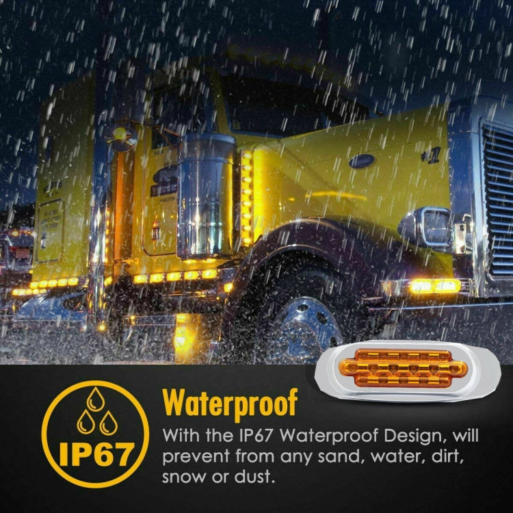 12-24V 16 LEDs Electroplating Side Lights Side Tail Lights Cargo Truck Modification Light, Colour: Yellow (High and Low Light 3 Lines) - Warning Lights by PMC Jewellery | Online Shopping South Africa | PMC Jewellery | Buy Now Pay Later Mobicred