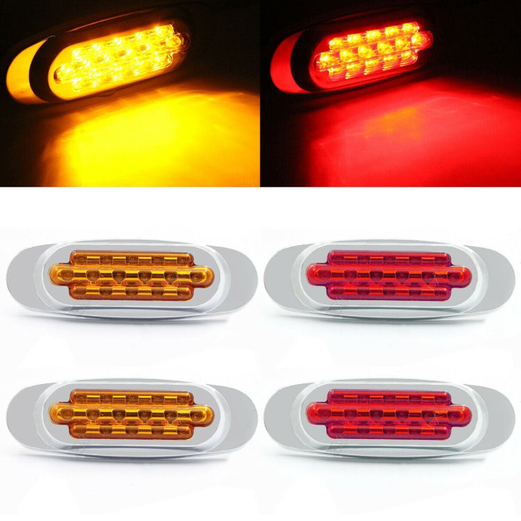 12-24V 16 LEDs Electroplating Side Lights Side Tail Lights Cargo Truck Modification Light, Colour: Yellow (High and Low Light 3 Lines) - Warning Lights by PMC Jewellery | Online Shopping South Africa | PMC Jewellery | Buy Now Pay Later Mobicred