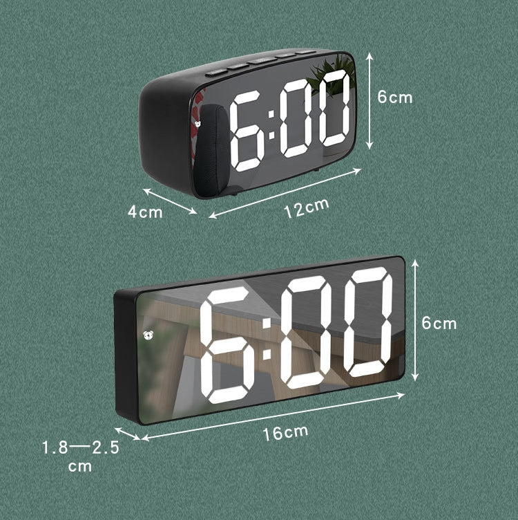 Mirror Bedside Alarm Clock Battery Plug-In Dual-Purpose LED Clock, Colour: Rectangular White Shell (Mirror White Light) - Alarm Clocks by PMc TechLife | Online Shopping South Africa | PMc TechLife | Buy Now Pay Later Mobicred