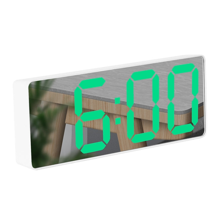 Mirror Bedside Alarm Clock Battery Plug-In Dual-Purpose LED Clock, Colour: Rectangular White Shell (Mirror Green Light) - Alarm Clocks by PMc TechLife | Online Shopping South Africa | PMc TechLife | Buy Now Pay Later Mobicred