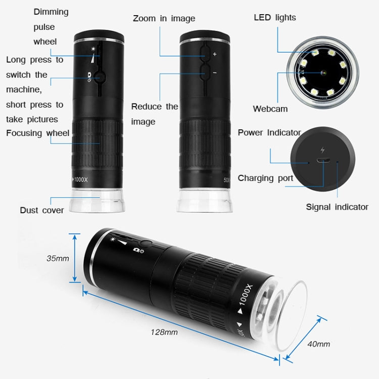 HD Digital Mobile Phone WIFI Electron Microscope Portable Magnifying Glass - free shipping - PMC Jewellery - Order now!