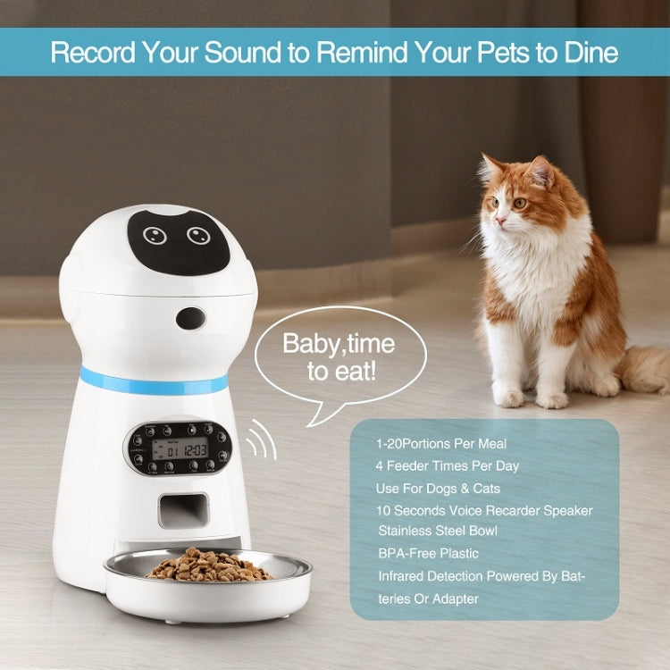 Pet Auto Feeding Intelligent Feed Stainless Steel Food Dish, Specification: US Plug - Food Bowls by PMC Jewellery | Online Shopping South Africa | PMC Jewellery