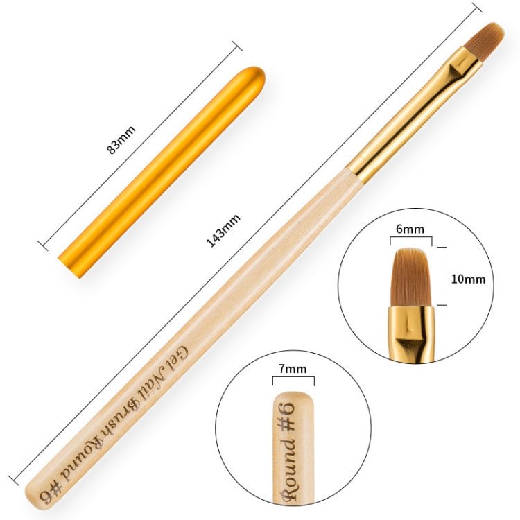 Nail Art Pen Nail Round Head Phototherapy Pen Painted Pen Brush Beauty Brush(Number 6) - Nail Art Equipment by PMC Jewellery | Online Shopping South Africa | PMC Jewellery | Buy Now Pay Later Mobicred