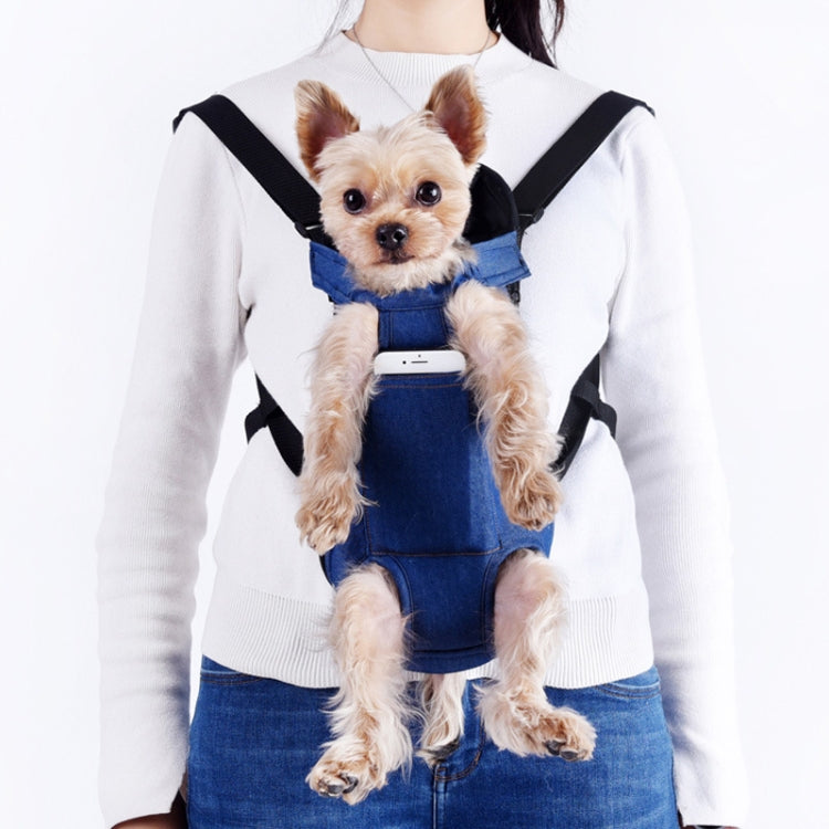 Dog Going Out Foldable On Chest Backpack Pet Carrier Bag, Colour: Blue Denim (Four Seasons)(S) - Pet Bags by PMC TechLife | Online Shopping South Africa | PMC TechLife