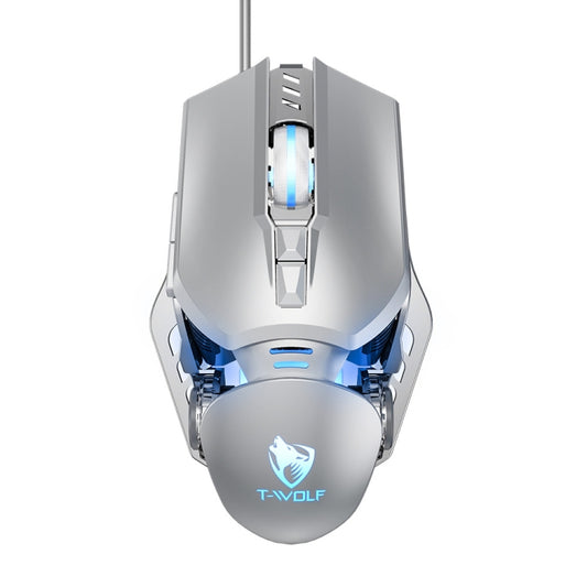 T-WOLF G530 USB Interface 7-Buttons 6400 DPI Wired Mouse Mechanical Gaming Macro Definition 4-Color Breathing Light Gaming Mouse, Cable Length: 1.5m( Silver) - Wired Mice by T-WOLF | Online Shopping South Africa | PMC Jewellery | Buy Now Pay Later Mobicred