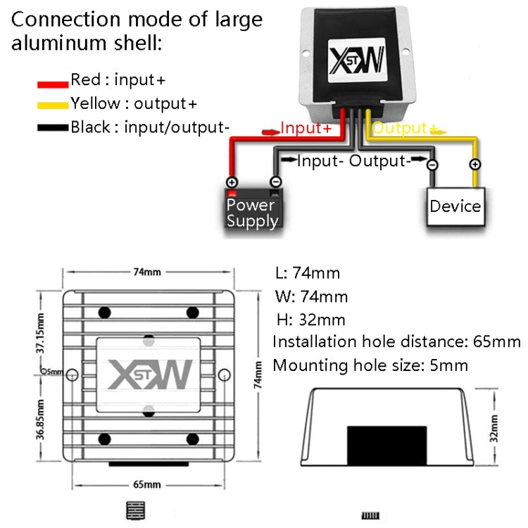 XWST DC 12/24V To 5V Converter Step-Down Vehicle Power Module, Specification: 12/24V To 5V 30A Large Aluminum Shell -  by PMC Jewellery | Online Shopping South Africa | PMC Jewellery | Buy Now Pay Later Mobicred