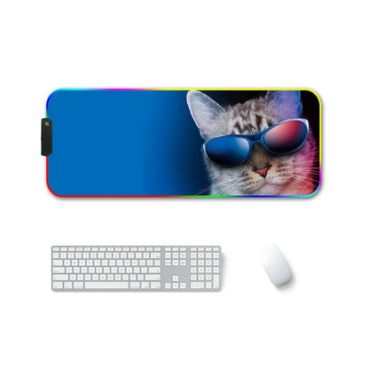 260x390x3mm F-01 Rubber Thermal Transfer RGB Luminous Non-Slip Mouse Pad(Glasses Cat) - Mouse Pads by PMC Jewellery | Online Shopping South Africa | PMC Jewellery | Buy Now Pay Later Mobicred