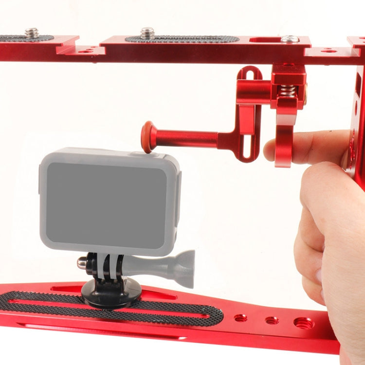 Diving Dual Handheld Grip Bracket Stabilizer Extension Phone Clamp Camera Rig Cage Underwater Case for GoPro HERO9 /8 /7, Colour: Black Bracket + Shutter - Camera Cage by PMC TechLife | Online Shopping South Africa | PMC TechLife | Buy Now Pay Later Mobicred