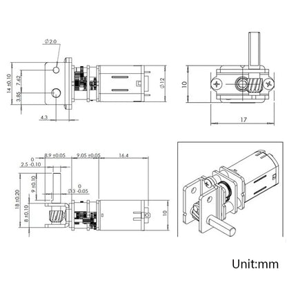 GW12N20 Worm Gear Low Speed Motor Ultra Mini Gear Power-Off Self-Locking Motor For Smart Car Robot(6V 100RPM) - Motor Module by PMC Jewellery | Online Shopping South Africa | PMC Jewellery | Buy Now Pay Later Mobicred