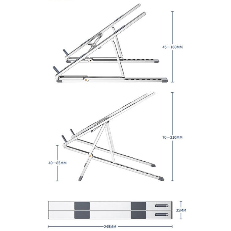 Oatsbasf Z02 Laptop Increasing Cooling Bracket Aluminum Alloy Desktop Adjustable Bracket(Gray) - Laptop Stand by Oatsbasf | Online Shopping South Africa | PMC Jewellery | Buy Now Pay Later Mobicred