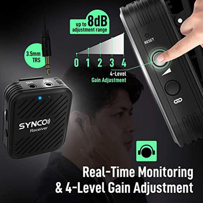 SYNCO Engragal  Wireless Microphone System 2.4GHz Interview Lavalier Lapel Mic Receiver Kit For Phones DSLR Tablet Camcorder,Configuration G1 (A1) - Microphone by PMC Jewellery | Online Shopping South Africa | PMC Jewellery | Buy Now Pay Later Mobicred