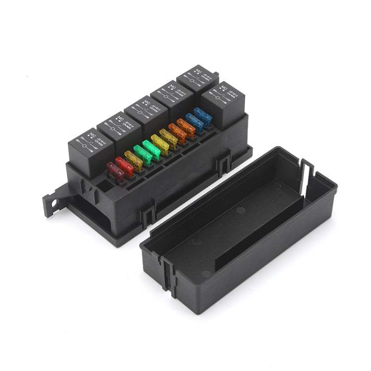 Car Modified 12V / 4Pin / 40A Black Shell 11-Way Fuse With 6-Way Relay Car Machine Cabin Link Inner Cassette Seat - Fuse by PMC Jewellery | Online Shopping South Africa | PMC Jewellery | Buy Now Pay Later Mobicred