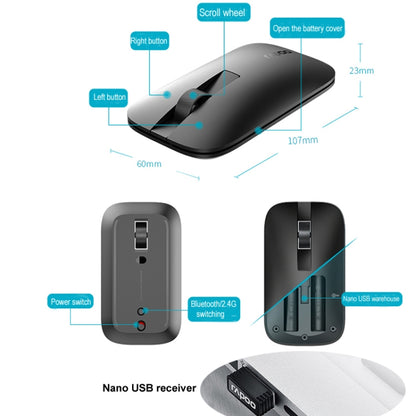 Rapoo M550 1300DPI 3 Keys Home Office Wireless Bluetooth Silent Mouse, Colour: Ordinary Version Black - Wireless Mice by Rapoo | Online Shopping South Africa | PMC Jewellery | Buy Now Pay Later Mobicred