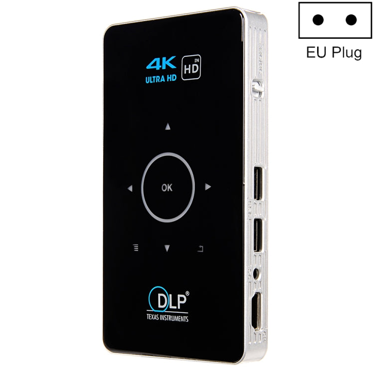 C6 1G+8G Android System Intelligent DLP HD Mini Projector Portable Home Mobile Phone Projector， EU Plug (Black) - Mini Projector by PMC Jewellery | Online Shopping South Africa | PMC Jewellery | Buy Now Pay Later Mobicred