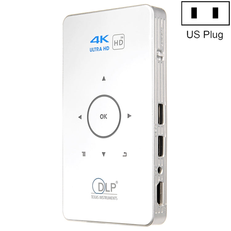 C6 2GB+32GB Android Smart DLP HD Projector Mini Wireless Projector, US Plug (White) - Mini Projector by PMC Jewellery | Online Shopping South Africa | PMC Jewellery | Buy Now Pay Later Mobicred