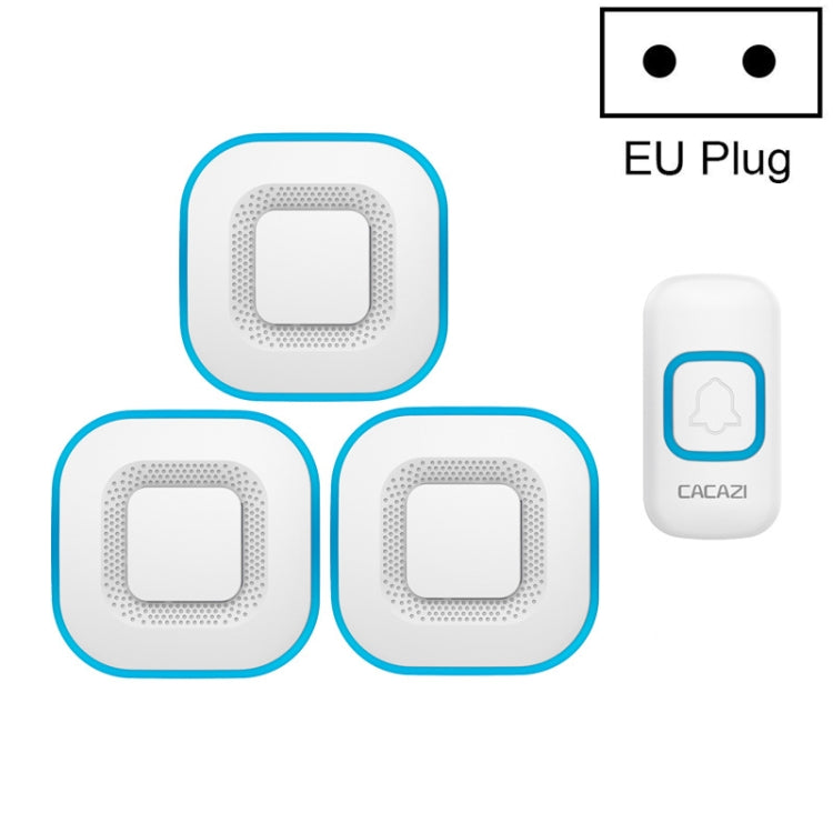 CACAZI V028F 1 For 3 Wireless Music Doorbell without Battery, Plug:EU Plug(White) - Wireless Doorbell by CACAZI | Online Shopping South Africa | PMC Jewellery
