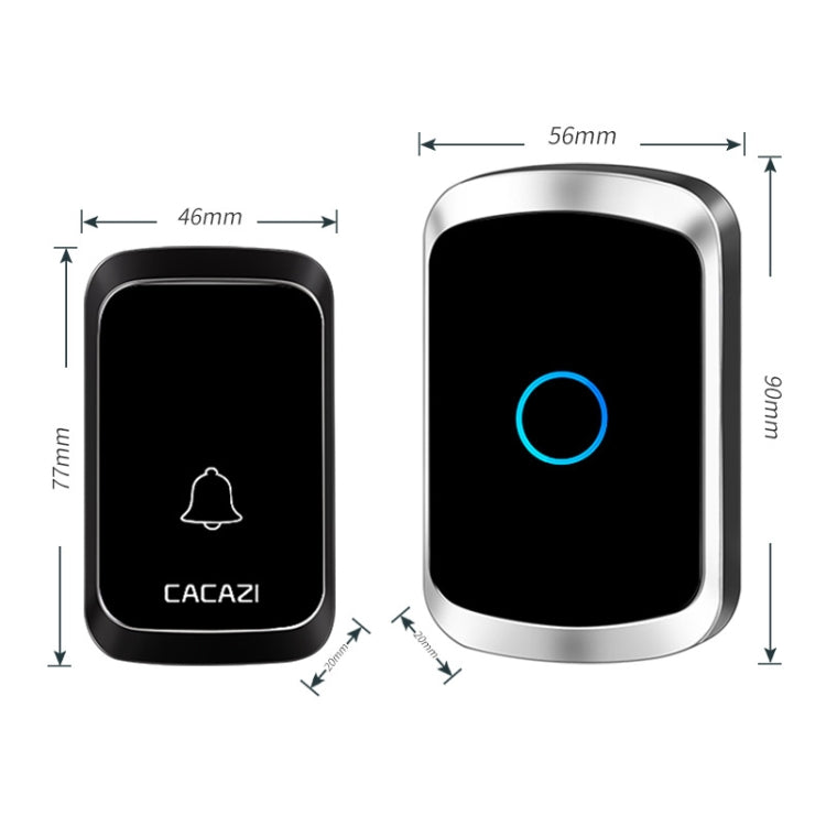 CACAZI A50 1 For 1 Wireless Music Doorbell without Battery, Plug:EU Plug(Black) - Wireless Doorbell by CACAZI | Online Shopping South Africa | PMC Jewellery