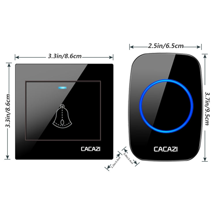 CACAZI H10 1 For 1 Wireless Smart Doorbell without Battery, Plug:EU Plug(Black) - Wireless Doorbell by CACAZI | Online Shopping South Africa | PMC Jewellery