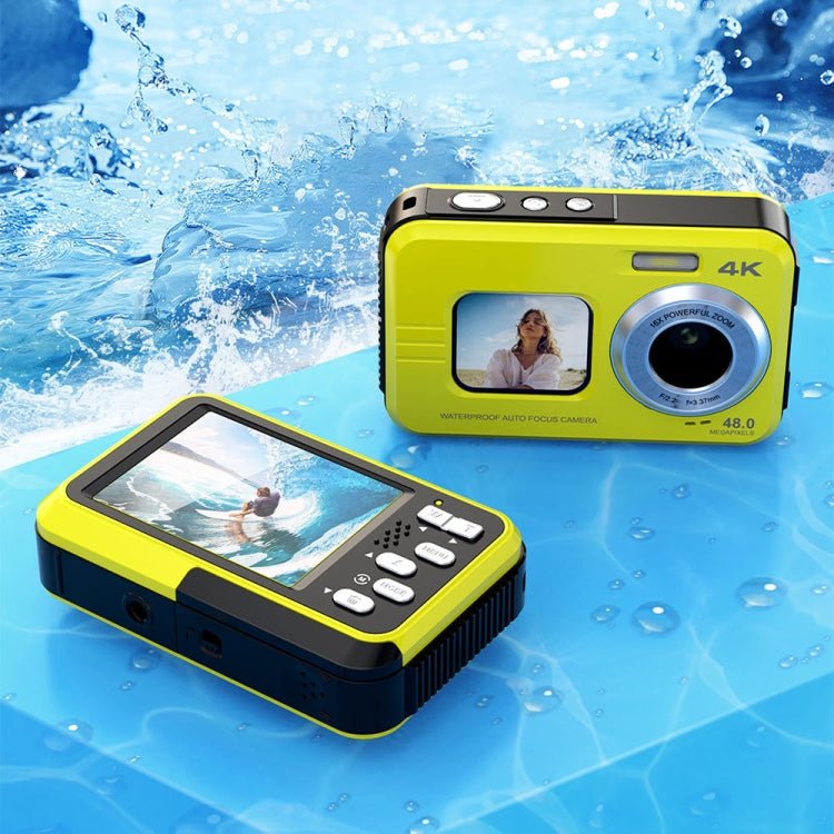 WDC901 3.5m Waterproof 48MP HD Dual Screen Outdoor Sports Digital Camera EU Plug(Yellow) - Children Cameras by PMC Jewellery | Online Shopping South Africa | PMC Jewellery | Buy Now Pay Later Mobicred