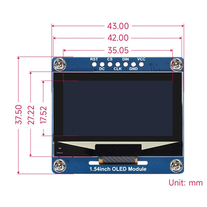 Waveshare 1.54 Inch OLED Display Module, 128×64 Resolution, SPI / I2C Communication(Blue) - LCD & LED Display Module by Waveshare | Online Shopping South Africa | PMC Jewellery | Buy Now Pay Later Mobicred