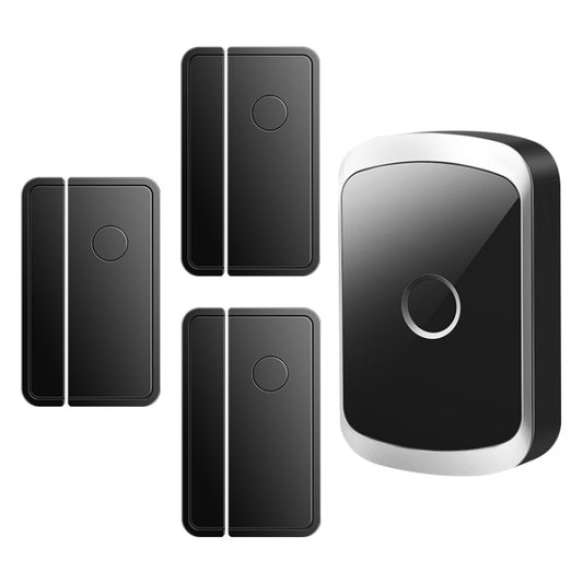 CACAZI M20 1 For 3 Split Type Door Opening Sensor Reminder Smart Wireless Doorbell Alarm, Style: US Plug(Black) - Wireless Doorbell by CACAZI | Online Shopping South Africa | PMC Jewellery
