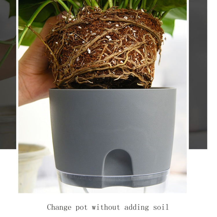Transparent Plastic Double-Layer Water Storage Automatic Water-Absorbing Flowerpot, Size: A703 Caliber 8.2cm(Gray Transparent Basin) - Flower Pots & Planters by PMc TechLife | Online Shopping South Africa | PMc TechLife | Buy Now Pay Later Mobicred