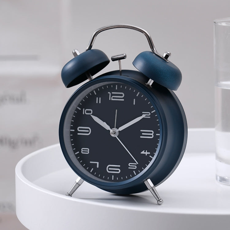 3304T Bedroom Bedside Multifunctional Bell Metal Alarm Clock With Night Light(Navy Blue) - Alarm Clocks by PMc TechLife | Online Shopping South Africa | PMc TechLife | Buy Now Pay Later Mobicred