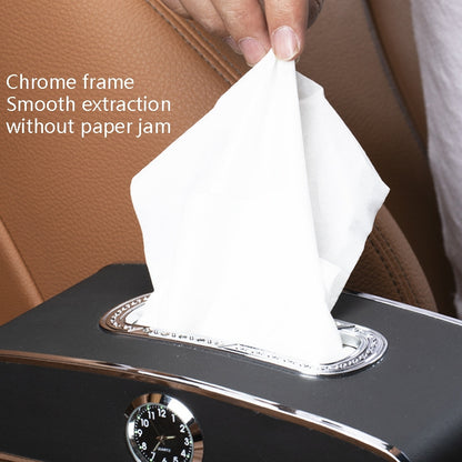 Car Clock Tissue Box Multi-Function Vehicle Instrument Table Paper Towel Box, Style: Clock+Parking Card (Ivory) - Tissue Boxes by PMC Jewellery | Online Shopping South Africa | PMC Jewellery