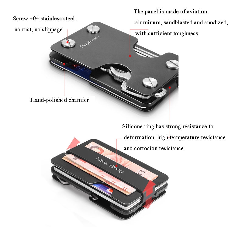 New-Bring Metal Card Holder Multifunctional  EDC Wallet Can Store Keys & U Disk(Black) - free shipping - PMC TechLife - Order now!